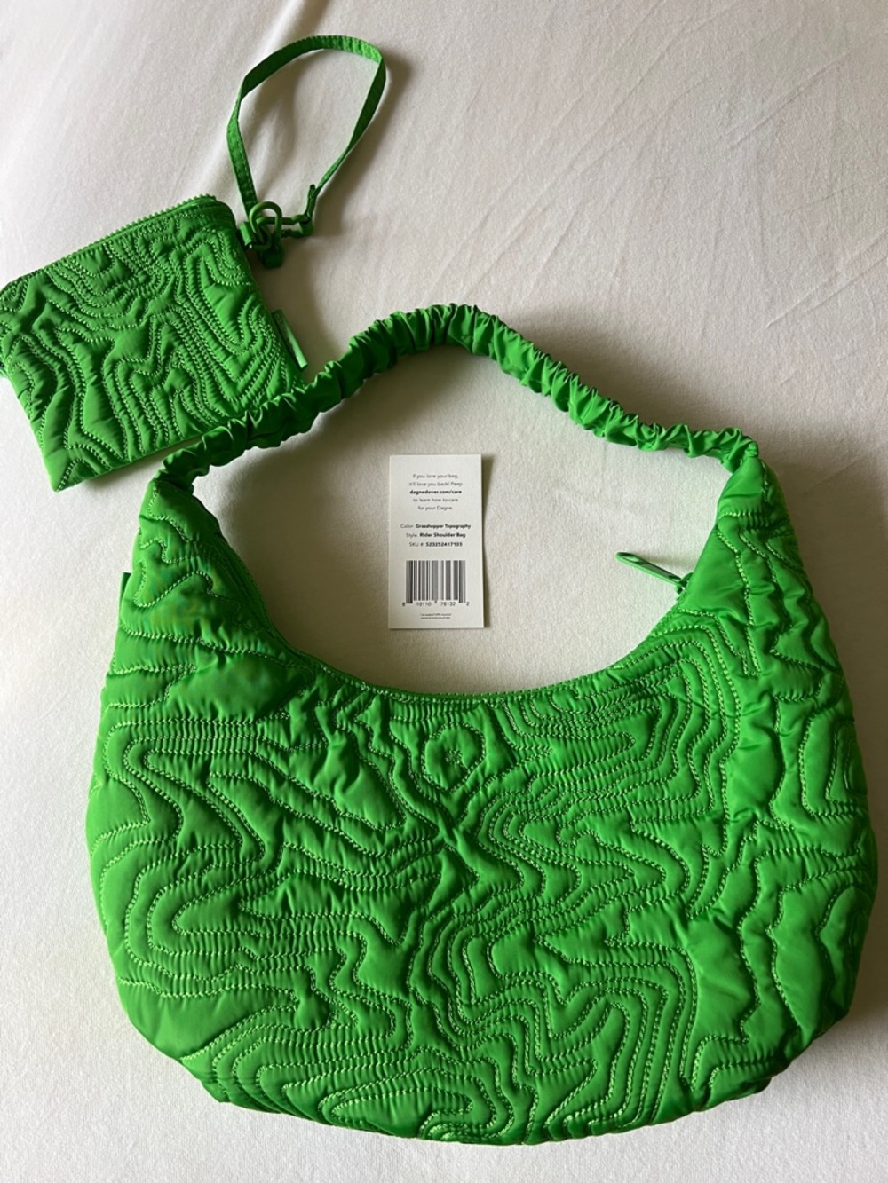 Dagne Dover Rider Shoulder Bag with detachable Pouch Grasshopper Green NEW HTF